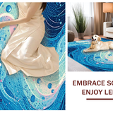 Ultra Soft Area Rug, Non Slip, Stain Resistant, Washable Area Rugs for Living Room, Bedroom, Serene Coastal Bubble Pattern(Blue)