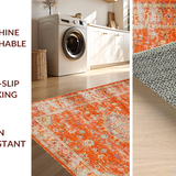 Ultra Soft Area Rug, Non Slip, Stain Resistant, Washable Area Rugs for Living Room, Bedroom, Elegant Soft Tiled Pattern Aesthetic(Orange)