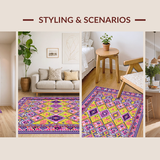 Ultra Soft Area Rug, Non Slip, Stain Resistant, Washable Area Rugs for Living Room, Bedroom, Whimsical Multi-Hued Geometric Style(Yellow)