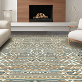 Ultra Soft Area Rug, Non Slip, Stain Resistant, Washable Area Rugs for Living Room, Bedroom, Inviting Soft-Toned Circular Style(Blue)