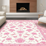 Ultra Soft Area Rug, Non Slip, Stain Resistant, Washable Area Rugs for Living Room, Bedroom, Whimsical Tiled Motif Inspiration(Pink)