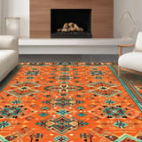 Ultra Soft Area Rug, Non Slip, Stain Resistant, Washable Area Rugs for Living Room, Bedroom, Contemporary Distressed Linear Art(Orange)