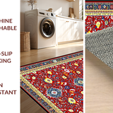Ultra Soft Area Rug, Non Slip, Stain Resistant, Washable Area Rugs for Living Room, Bedroom, Colorful Coastal Medallion Arrangement(Red)