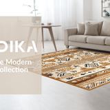 Ultra Soft Area Rug, Non Slip, Stain Resistant, Washable Area Rugs for Living Room, Bedroom, Cultural Heritage Geometric Motif(Beige)