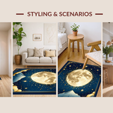 Ultra Soft Area Rug, Non Slip, Stain Resistant, Washable Area Rugs for Living Room, Bedroom, Vibrant Cosmic Swirl Aesthetic(Gold)