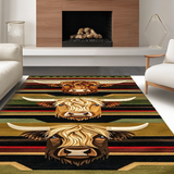 Ultra Soft Area Rug, Non Slip, Stain Resistant, Washable Area Rugs for Living Room, Bedroom, Eclectic Christmas Cattle Imagery(Brown)