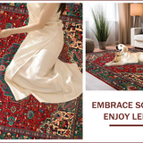 Ultra Soft Area Rug, Non Slip, Stain Resistant, Washable Area Rugs for Living Room, Bedroom, Vibrant Retro Ogee Pattern(Red)