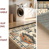 Ultra Soft Area Rug, Non Slip, Stain Resistant, Washable Area Rugs for Living Room, Bedroom, Stylish Abstract Cultural Influence(Orange)