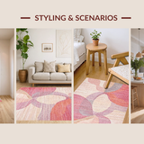 Ultra Soft Area Rug, Non Slip, Stain Resistant, Washable Area Rugs for Living Room, Bedroom, Chic Coquette Bow Motif Rug with Sculpted Curves and Playful Ribbon Accents(Pink)