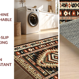 Ultra Soft Area Rug, Non Slip, Stain Resistant, Washable Area Rugs for Living Room, Bedroom, Bold Aztec Inspired Graphic(Brown)