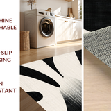 Ultra Soft Area Rug, Non Slip, Stain Resistant, Washable Area Rugs for Living Room, Bedroom, Elegant Black & White Striped Area Rug:  Modern Doormat Design(Black)