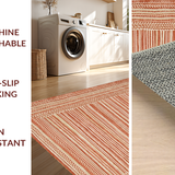 Ultra Soft Area Rug, Non Slip, Stain Resistant, Washable Area Rugs for Living Room, Bedroom, Sophisticated Woven Earth Tone Rug(Orange)