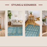 Ultra Soft Area Rug, Non Slip, Stain Resistant, Washable Area Rugs for Living Room, Bedroom, Luxurious Vintage Tiled Aesthetic(Blue)