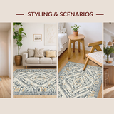Ultra Soft Area Rug, Non Slip, Stain Resistant, Washable Area Rugs for Living Room, Bedroom, Sophisticated Trellis Design Element(Beige)