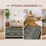 Ultra Soft Area Rug, Non Slip, Stain Resistant, Washable Area Rugs for Living Room, Bedroom, Modern Monochrome Trellis Artwork(Gray)