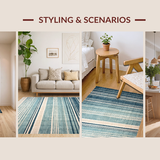 Ultra Soft Area Rug, Non Slip, Stain Resistant, Washable Area Rugs for Living Room, Bedroom, Modern Ombre Stripe Rug, Blue Abstract Design(Blue)