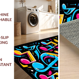 Ultra Soft Area Rug, Non Slip, Stain Resistant, Washable Area Rugs for Living Room, Bedroom, Playful Colorful Note Illustration(Blue)