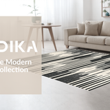 Ultra Soft Area Rug, Non Slip, Stain Resistant, Washable Area Rugs for Living Room, Bedroom, Avant-Garde Striped Rug, Artistic Monochrome Carpet, Graphic Linear Design(Black)