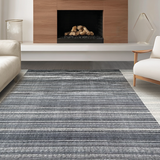 Ultra Soft Area Rug, Non Slip, Stain Resistant, Washable Area Rugs for Living Room, Bedroom, Monochrome Motion: Striped Woven Floor Rug, Entryway Style(Gray)
