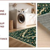 Ultra Soft Area Rug, Non Slip, Stain Resistant, Washable Area Rugs for Living Room, Bedroom, Vintage Floral Bedroom Non-Shedding Large Carpet(Green)