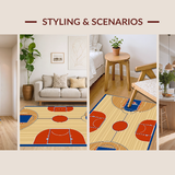 Ultra Soft Area Rug, Non Slip, Stain Resistant, Washable Area Rugs for Living Room, Bedroom, Dynamic Playful Court Design(Brown)