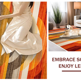 Ultra Soft Area Rug, Non Slip, Stain Resistant, Washable Area Rugs for Living Room, Bedroom, Bold Contemporary Curvilinear Style(Orange)