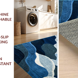 Ultra Soft Area Rug, Non Slip, Stain Resistant, Washable Area Rugs for Living Room, Bedroom, Rustic Textured Ocean Blue Design(Blue)