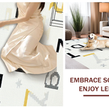 Ultra Soft Area Rug, Non Slip, Stain Resistant, Washable Area Rugs for Living Room, Bedroom, Contemporary Soft Circular Lettered Aesthetic(White)