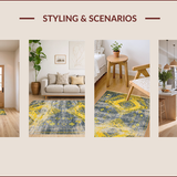 Ultra Soft Area Rug, Non Slip, Stain Resistant, Washable Area Rugs for Living Room, Bedroom, Elegant Vintage Tribal Motif(Yellow)
