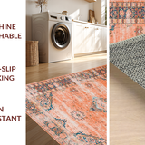 Ultra Soft Area Rug, Non Slip, Stain Resistant, Washable Area Rugs for Living Room, Bedroom, Soft Terracotta Linear Arrangement(Orange)