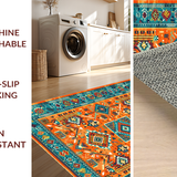 Ultra Soft Area Rug, Non Slip, Stain Resistant, Washable Area Rugs for Living Room, Bedroom, Eclectic Vintage Geometric Textures(Orange)