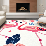 Ultra Soft Area Rug, Non Slip, Stain Resistant, Washable Area Rugs for Living Room, Bedroom, Vibrant Whimsical Bird Design(White)