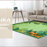 Ultra Soft Area Rug, Non Slip, Stain Resistant, Washable Area Rugs for Living Room, Bedroom, Charming Multicolor Safari Theme(Green)