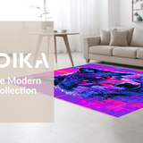 Ultra Soft Area Rug, Non Slip, Stain Resistant, Washable Area Rugs for Living Room, Bedroom, Vibrant Wildlife Art Deco Style(Purple)