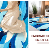 Ultra Soft Area Rug, Non Slip, Stain Resistant, Washable Area Rugs for Living Room, Bedroom, Kid-Friendly Fun Animal Imagery(Blue)