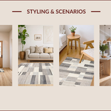 Ultra Soft Area Rug, Non Slip, Stain Resistant, Washable Area Rugs for Living Room, Bedroom, Artistic Grey Tiled Aesthetic(Gray)