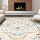 Ultra Soft Area Rug, Non Slip, Stain Resistant, Washable Area Rugs for Living Room, Bedroom, Trendy Vintage Symmetrical Elements(Beige)