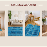 Ultra Soft Area Rug, Non Slip, Stain Resistant, Washable Area Rugs for Living Room, Bedroom, Hand Tufted Oushak Wool(Blue)
