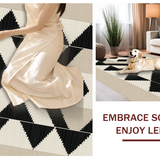 Ultra Soft Area Rug, Non Slip, Stain Resistant, Washable Area Rugs for Living Room, Bedroom, Elegant Black Diamond Pattern(Beige)