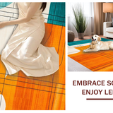 Ultra Soft Area Rug, Non Slip, Stain Resistant, Washable Area Rugs for Living Room, Bedroom, Retro Colorful Geometric Arrangement(Orange)
