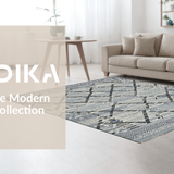 Ultra Soft Area Rug, Non Slip, Stain Resistant, Washable Area Rugs for Living Room, Bedroom, Sleek Monochrome Lattice Design(Gray)