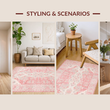 Ultra Soft Area Rug, Non Slip, Stain Resistant, Washable Area Rugs for Living Room, Bedroom, Modern Luxe Dusty Pink Visuals(Pink)