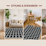 Ultra Soft Area Rug, Non Slip, Stain Resistant, Washable Area Rugs for Living Room, Bedroom, Stylish Lattice Structure in Noir(Black)