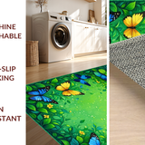 Ultra Soft Area Rug, Non Slip, Stain Resistant, Washable Area Rugs for Living Room, Bedroom, Whimsical Green Insect Patterned Piece(Green)