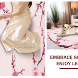 Ultra Soft Area Rug, Non Slip, Stain Resistant, Washable Area Rugs for Living Room, Bedroom, Delicate Pink Blossom Motif(Pink)