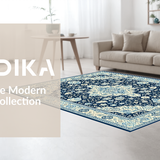 Ultra Soft Area Rug, Non Slip, Stain Resistant, Washable Area Rugs for Living Room, Bedroom, Stylish Patterned Ogee Arrangement(Blue)