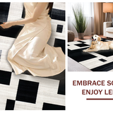 Ultra Soft Area Rug, Non Slip, Stain Resistant, Washable Area Rugs for Living Room, Bedroom, Geometric Black White Floor Rug(Gray)