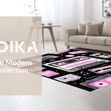 Ultra Soft Area Rug, Non Slip, Stain Resistant, Washable Area Rugs for Living Room, Bedroom, Colorful Vintage Music Motif(Pink)