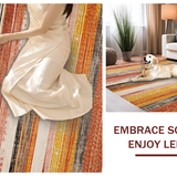 Ultra Soft Area Rug, Non Slip, Stain Resistant, Washable Area Rugs for Living Room, Bedroom, Rustic Vibrant Abstract Medley(Orange)