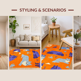 Ultra Soft Area Rug, Non Slip, Stain Resistant, Washable Area Rugs for Living Room, Bedroom, Colorful Cartoonish Wilderness Scene(Orange)